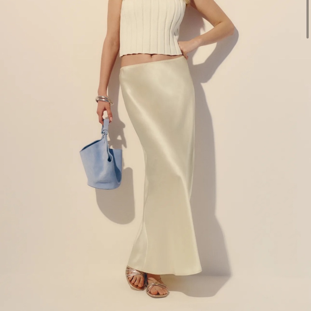 Reformation Layla Silk Skirt Sugar